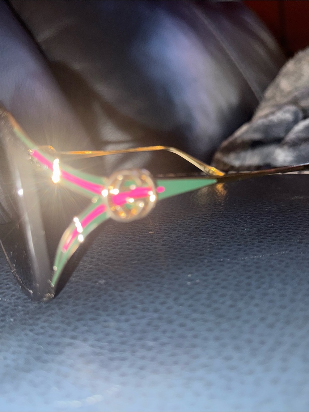 Gucci Gold Sunglasses with Green and Pink Accents